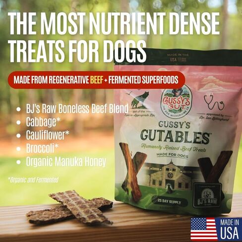 GUSSY'S GUT GutAbles Beef Treats & Fermented Prebiotic Treat for Dogs - Gut & Digestive Health - Human Grade Ingredients - Delight Phase in Kuwait