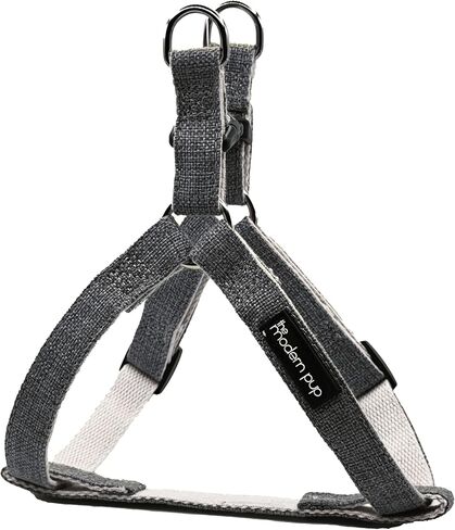 Hemp Cotton Step in Dog Harness, Sustainable, Lightweight and Escape-Proof, No-Pull, Quick Fit Dog Harness for Puppy Small Medium, Large, and Extra Large Dogs, Grey (Large) in Kuwait