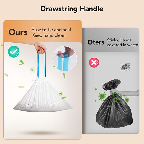 Thereye Cat Litter Box Liner - 60PCS Heavy Duty Drawstring Trash Bags for Thereye ER-SC08 Automatic Self-Cleaning Boxes, Extra Thick Leakproof, 3 Rolls (20 Bags/Roll) in Kuwait