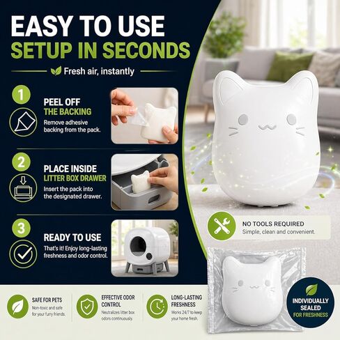 ProGuard® 6PCS Pets Deodorizing Pods for Cumrige Self Cleaning Litter Box, Odor Remover for Fumoi Automatic Cat Litter Box, Camellia Flower Scented, Long-Lasting Fragrance, Keep Home Fresh in Kuwait