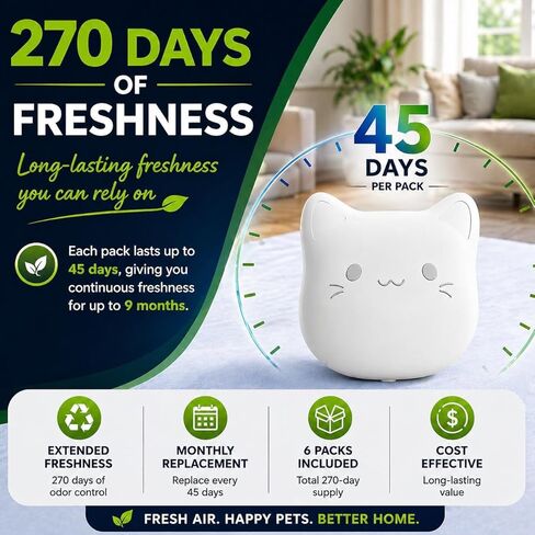 ProGuard® 6PCS Pets Deodorizing Pods for Cumrige Self Cleaning Litter Box, Odor Remover for Fumoi Automatic Cat Litter Box, Camellia Flower Scented, Long-Lasting Fragrance, Keep Home Fresh in Kuwait
