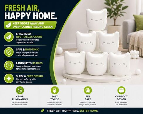 ProGuard® 6PCS Pets Deodorizing Pods for Cumrige Self Cleaning Litter Box, Odor Remover for Fumoi Automatic Cat Litter Box, Camellia Flower Scented, Long-Lasting Fragrance, Keep Home Fresh in Kuwait