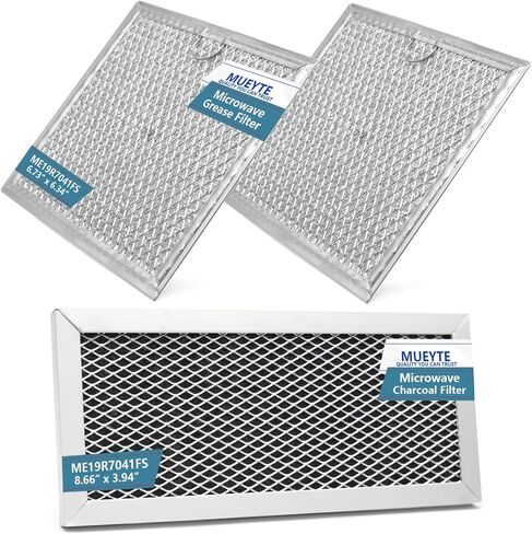 Microwave Oven Charcoal and Grease Filter Replacement for Samsung ME19R7041FS ME19R7041FS/AA ME19R7041FT ME19R7041FT/AA ME19R7041FB ME19R7041FB/AA 8.66" X 3.94" Aluminum Mesh Filters 3 Pack in Kuwait