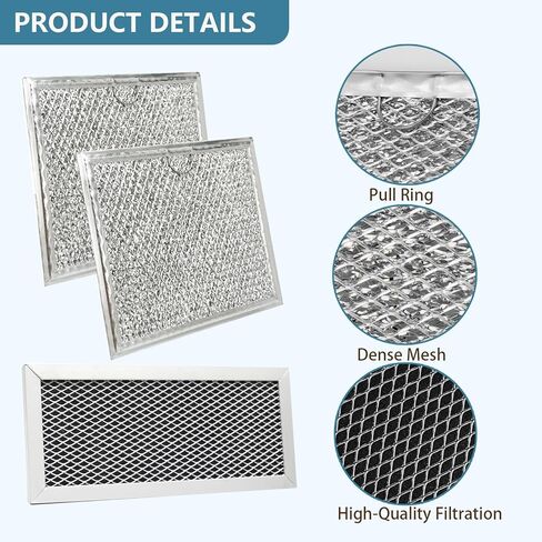 Microwave Oven Charcoal and Grease Filter Replacement for Samsung ME19R7041FS ME19R7041FS/AA ME19R7041FT ME19R7041FT/AA ME19R7041FB ME19R7041FB/AA 8.66" X 3.94" Aluminum Mesh Filters 3 Pack in Kuwait