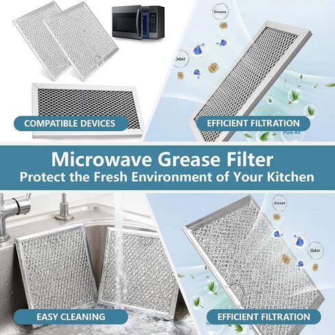 Microwave Oven Charcoal and Grease Filter Replacement for Samsung ME19R7041FS ME19R7041FS/AA ME19R7041FT ME19R7041FT/AA ME19R7041FB ME19R7041FB/AA 8.66" X 3.94" Aluminum Mesh Filters 3 Pack in Kuwait
