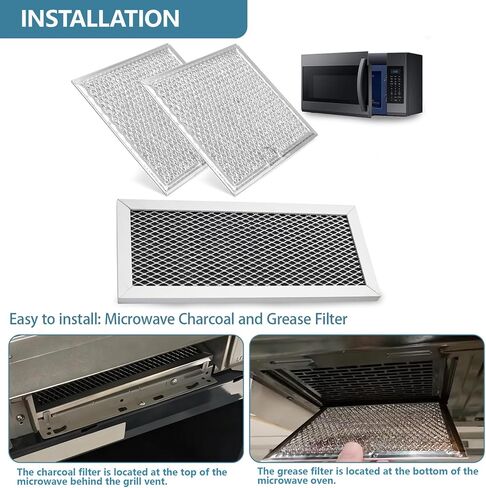 Microwave Oven Charcoal and Grease Filter Replacement for Samsung ME19R7041FS ME19R7041FS/AA ME19R7041FT ME19R7041FT/AA ME19R7041FB ME19R7041FB/AA 8.66" X 3.94" Aluminum Mesh Filters 3 Pack in Kuwait
