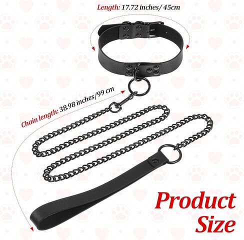Faux Leather Collar and Leash Set for Pet Dog, Black PU Leather Choker Collar with Buckle Gothic Necklace Accessories Gift for Halloween Cosplay in Kuwait