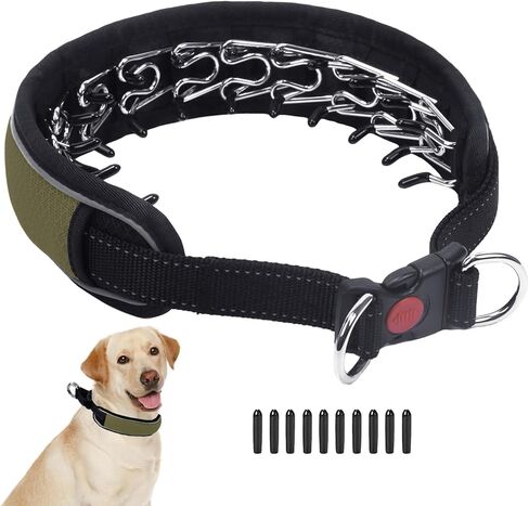 Martingale No Pull Dog Collar for Large Medium Dogs Training Walking, Heavy Duty Nylon Reflective Adjustable Anti Pull Slip Collar with Buckle S Army Green in Kuwait
