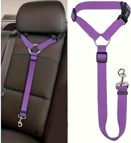 Dog Belt Vest 1pc, Adjustable Car Safety Belly Band - Padded Ergonomic Support, Solid Metal, Automatic Haul Rope, Dedicated Pet Travel Harness，Black in Kuwait
