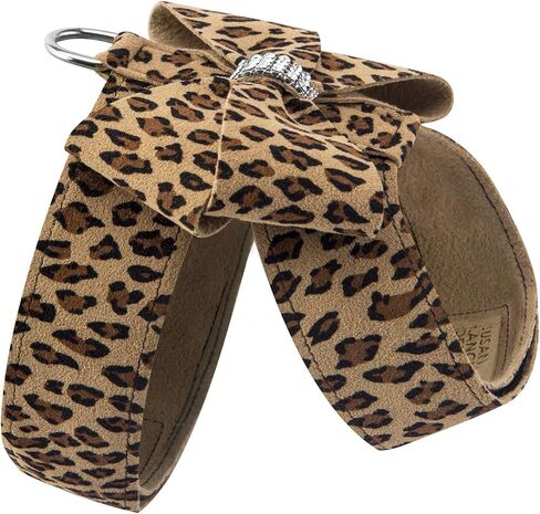 Susan Lanci Designs Premium Ultrasuede Nouveau Bow Tinkie Harness, Cheetah, Medium in Kuwait