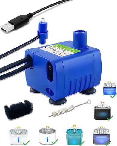 Cat Water Fountain Pump, Submersible Water Pump Compatible with DR-DC160, Automatic Pet Water Dispensor Pump, Quiet, Auto Shut-Off Sensor, Stainless Steel, IP68,USB 5V in Kuwait