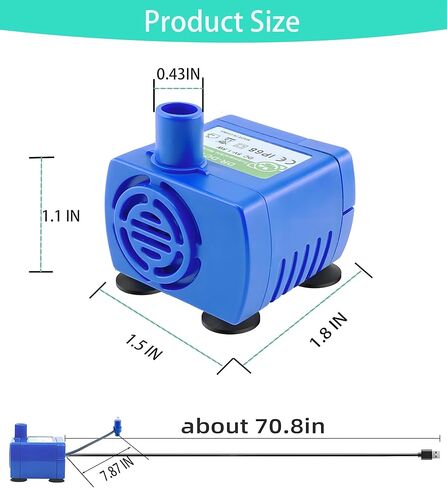 Cat Water Fountain Pump, Submersible Water Pump Compatible with DR-DC160, Automatic Pet Water Dispensor Pump, Quiet, Auto Shut-Off Sensor, Stainless Steel, IP68,USB 5V in Kuwait