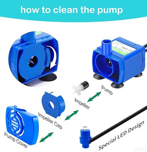 Cat Water Fountain Pump, Submersible Water Pump Compatible with DR-DC160, Automatic Pet Water Dispensor Pump, Quiet, Auto Shut-Off Sensor, Stainless Steel, IP68,USB 5V in Kuwait