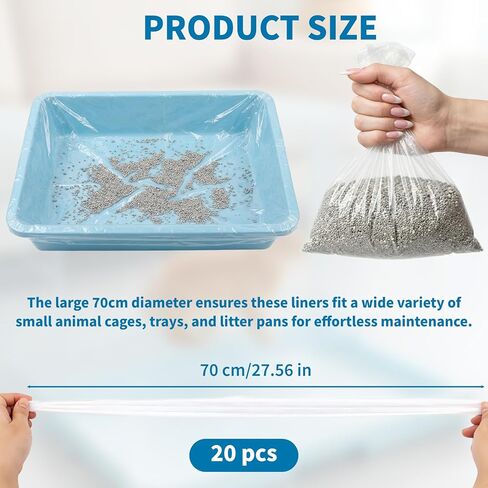 20PCS Disposable Plastic Cage Liners - 70cm Plastic litter pan liners for Small Animal Cages, Leakproof Cage Liners for Rabbits Guinea Pigs, Litter Box Film Liners for bunny rabbit litter box liners in Kuwait
