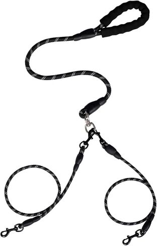 Double Dog Leash,No Tangle Dual Leash with Reflective Strips,Detachable 360° Swivel for Walking and Training Small Medium and Large Dogs(Pink,2 in 1) in Saudi Arabia