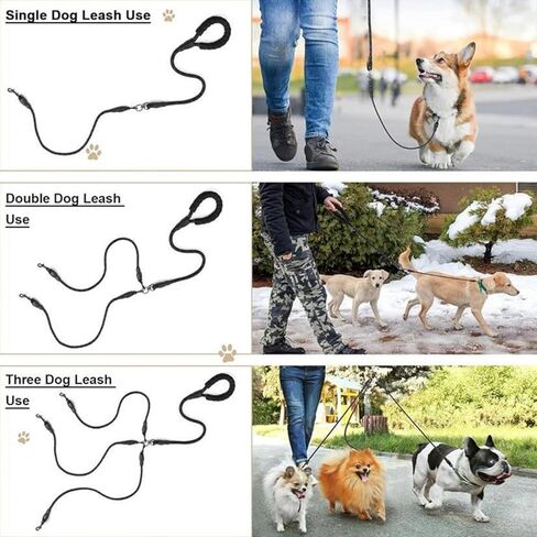 Double Dog Leash,No Tangle Dual Leash with Reflective Strips,Detachable 360° Swivel for Walking and Training Small Medium and Large Dogs(Pink,2 in 1) in Saudi Arabia