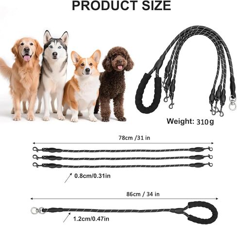 Double Dog Leash,No Tangle Dual Leash with Reflective Strips,Detachable 360° Swivel for Walking and Training Small Medium and Large Dogs(Pink,2 in 1) in Saudi Arabia