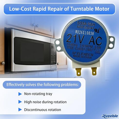 محرك القرص الدوار للميكروويف WB26X10038 المحدث متوافق مع أجهزة ميكروويف GE Kenmore Hotpoint Frigidaire، استبدل 5304408980 769741 AP2024962 PS237772، توافق واسع، أكثر متانة in Kuwait