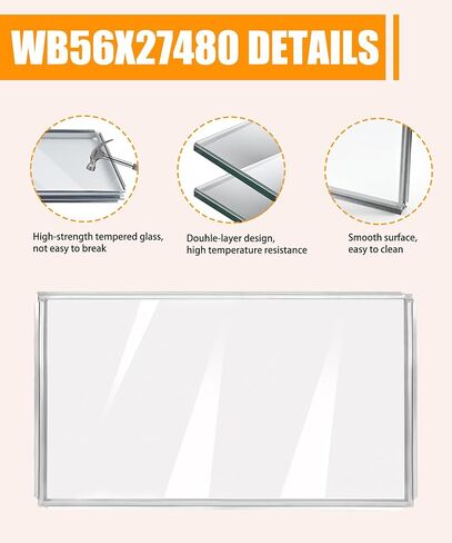 WB56X27480 Oven Door Glass Door Window Pack Assembly Compatible with GE Oven Door Glass Assembly CT9050EK3DS,CT9050EK4DS Etc,Replacement 4466174,AP6034630,PS11766932,EAP11766932 etc in Kuwait