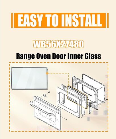 WB56X27480 Oven Door Glass Door Window Pack Assembly Compatible with GE Oven Door Glass Assembly CT9050EK3DS,CT9050EK4DS Etc,Replacement 4466174,AP6034630,PS11766932,EAP11766932 etc in Kuwait
