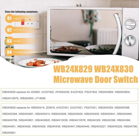 استبدال مفتاح باب الميكروويف WB24X829 + WB24X830 لميكروويف GE Hotpoint Kenmore، استبدل WB24X0830، WB24X10075، WB24X800 [بواسطة Acupress] in Kuwait