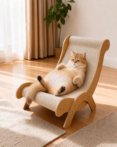 Extra Large Cat Scratcher Lounge & Bed,Curved Sisal Scratching Pad for Indoor Cats,Durable Furniture-Grade Lounge Combo,Tight Weave Material with Less Shedding in Kuwait