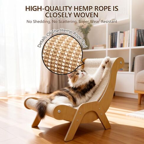 Extra Large Cat Scratcher Lounge & Bed,Curved Sisal Scratching Pad for Indoor Cats,Durable Furniture-Grade Lounge Combo,Tight Weave Material with Less Shedding in Kuwait