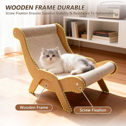 Extra Large Cat Scratcher Lounge & Bed,Curved Sisal Scratching Pad for Indoor Cats,Durable Furniture-Grade Lounge Combo,Tight Weave Material with Less Shedding in Kuwait
