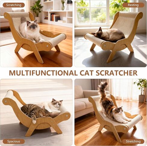 Extra Large Cat Scratcher Lounge & Bed,Curved Sisal Scratching Pad for Indoor Cats,Durable Furniture-Grade Lounge Combo,Tight Weave Material with Less Shedding in Kuwait