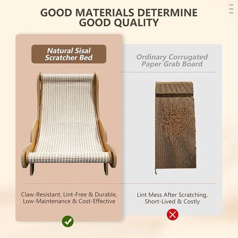 Extra Large Cat Scratcher Lounge & Bed,Curved Sisal Scratching Pad for Indoor Cats,Durable Furniture-Grade Lounge Combo,Tight Weave Material with Less Shedding in Kuwait