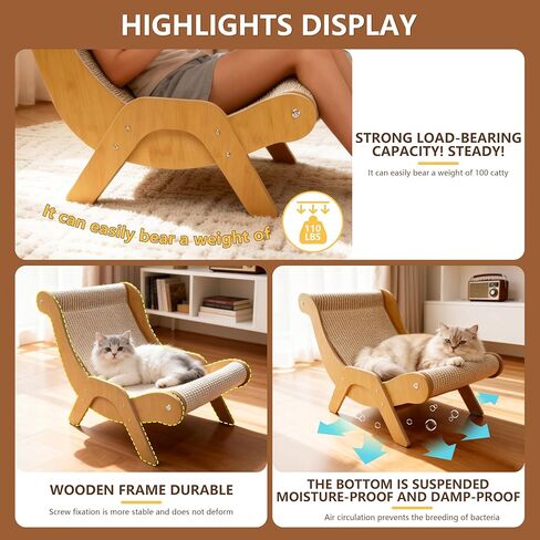 Extra Large Cat Scratcher Lounge & Bed,Curved Sisal Scratching Pad for Indoor Cats,Durable Furniture-Grade Lounge Combo,Tight Weave Material with Less Shedding in Kuwait