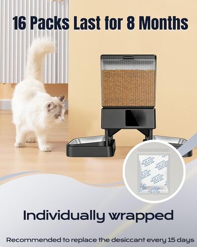 16pcs Pet Food Desiccant Bag Compatible with Oneisall Automatic Cat Feeder, Desiccant Packs Replacement with Color Indicating for Automatic Pet Feeder, Keep Cat Dog Food Dry and Fresh in Kuwait