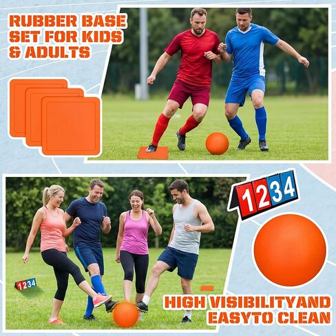 Jenaai 9 Pieces Sports Kickball Set Include 2 Pieces Kickball 5 Pieces Bases Flip Scoreboard and Pump for Boys and Girls Basketball Football Baseball Tennis Games in Saudi Arabia