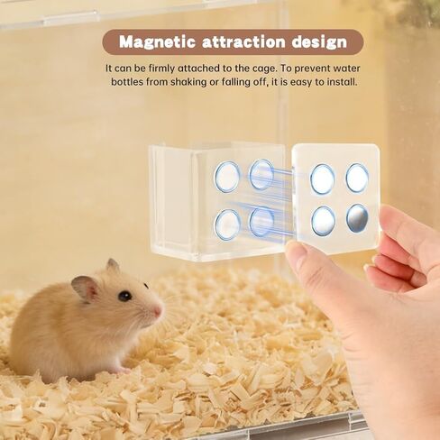 Magnetic Pet Water Bottle Holder, Adjustable Stand for Hamster & Small Pets, Fits Bottles up to Dia 2 Inches, Secure Mount for Various Cages - Only Holder in Kuwait