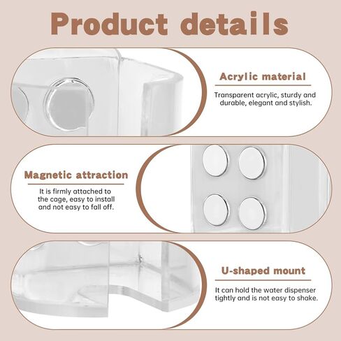Magnetic Pet Water Bottle Holder, Adjustable Stand for Hamster & Small Pets, Fits Bottles up to Dia 2 Inches, Secure Mount for Various Cages - Only Holder in Kuwait