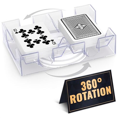 Card Holders for Playing Cards - 360° Dual Deck Revolving Card Holder Stand Phase 10 Card Game Holder Uno Card Game Plastic Tray - Clear Card Holder for Poker Tables Playing Card Holders for Adults in Saudi Arabia
