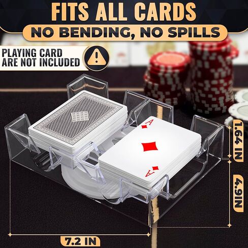 Card Holders for Playing Cards - 360° Dual Deck Revolving Card Holder Stand Phase 10 Card Game Holder Uno Card Game Plastic Tray - Clear Card Holder for Poker Tables Playing Card Holders for Adults in Saudi Arabia