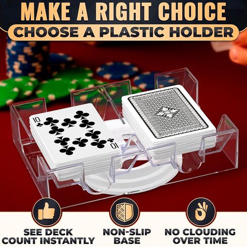 Card Holders for Playing Cards - 360° Dual Deck Revolving Card Holder Stand Phase 10 Card Game Holder Uno Card Game Plastic Tray - Clear Card Holder for Poker Tables Playing Card Holders for Adults in Saudi Arabia