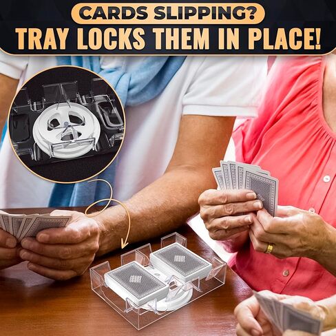 Card Holders for Playing Cards - 360° Dual Deck Revolving Card Holder Stand Phase 10 Card Game Holder Uno Card Game Plastic Tray - Clear Card Holder for Poker Tables Playing Card Holders for Adults in Saudi Arabia