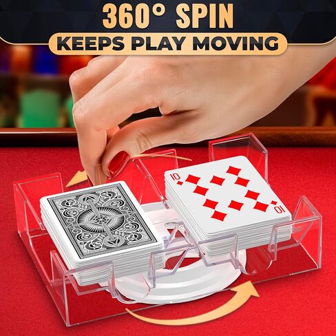 Card Holders for Playing Cards - 360° Dual Deck Revolving Card Holder Stand Phase 10 Card Game Holder Uno Card Game Plastic Tray - Clear Card Holder for Poker Tables Playing Card Holders for Adults in Saudi Arabia