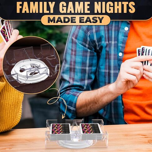 Card Holders for Playing Cards - 360° Dual Deck Revolving Card Holder Stand Phase 10 Card Game Holder Uno Card Game Plastic Tray - Clear Card Holder for Poker Tables Playing Card Holders for Adults in Saudi Arabia