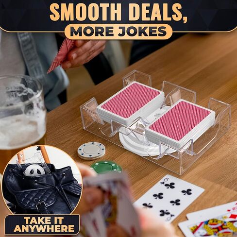 Card Holders for Playing Cards - 360° Dual Deck Revolving Card Holder Stand Phase 10 Card Game Holder Uno Card Game Plastic Tray - Clear Card Holder for Poker Tables Playing Card Holders for Adults in Saudi Arabia