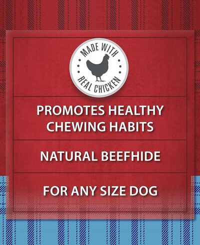 Beefhide Rolls Coated with Real Chicken, 20.95 oz Bag, 36 Count, Long-Lasting Chew Sticks, Promotes Chewing Habits, for All Dog Breeds, Medium Chew, Resealable Packaging by Ol-Roy in Kuwait