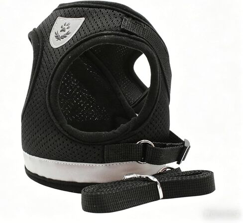 Dog Harness and Leash Set, Puppy Dog Harness for Small Medium Sized Dog, Breathable Mesh, No-Pull Soft Vest Harness with Reflective Strips and Dual D-Rings for Puppy Small Medium (Black, M) in Kuwait