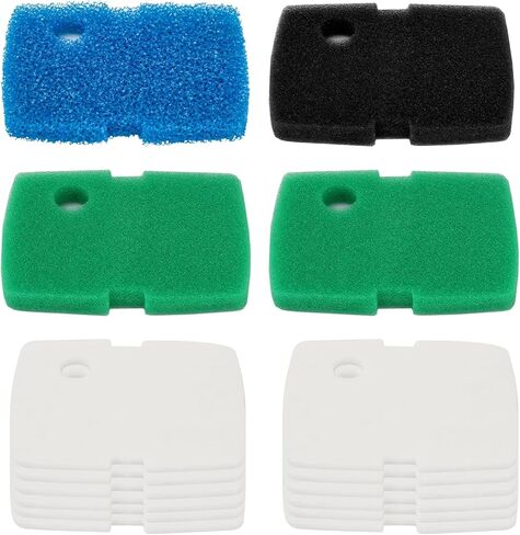 استبدال وسادات فلتر العلبة البديلة لـ Cascade 700/1000 CCF2UL/CCF3UL Generic Aquarium Floss Media، 4 قطع من وسادات الفلتر الحيوي الإسفنجية (1xCoarse، 2xMedium، 1xFine)، 12 قطعة من وسادات الخيط البيضاء in Kuwait