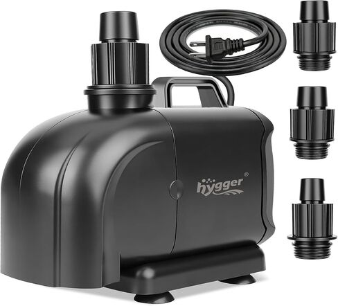 hygger 2-in-11850GPH Submersible Pump 135W, Side and Bottom Suction Fountain Water Pump with 16.4ft High Lift,Water Change with 4 Interchangeable Nozzles for Aquarium, Fish Tank, Hydroponics,Pond in Kuwait