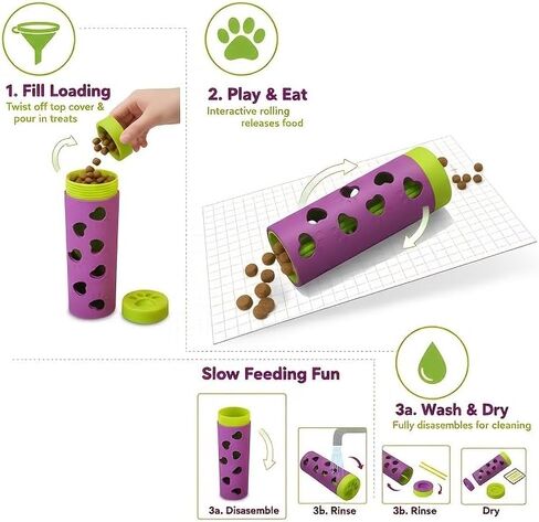 Slow Feeder Dog Toy, Detachable Treat Dispenser Roller for Mental Stimulation, Durable Bite-Resistant Interactive Pet Puzzle for Small Medium Dogs & Cats in Kuwait