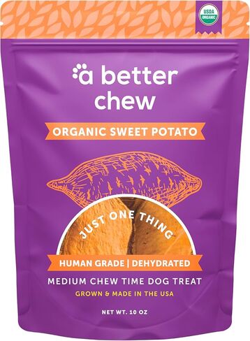 A Better Treat – Organic Sweet Potato Dog Treats, Single Ingredient, Dehydrated | Natural, Healthy, Long Lasting Chew, Diabetic Friendly | Sourced and Made in the USA in Kuwait