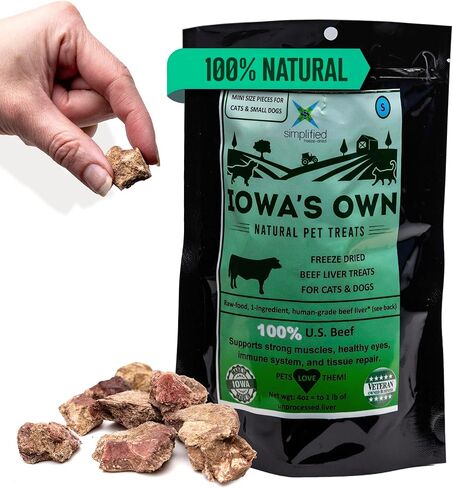 IOWA'S OWN Freeze Dried Beef Liver Treats for Dogs 15lbs and up – Single Ingredient Training Treats – High Protein – Healthy Natural Snack - No Additives or Fillers - Made in USA – 4oz Bag in Kuwait