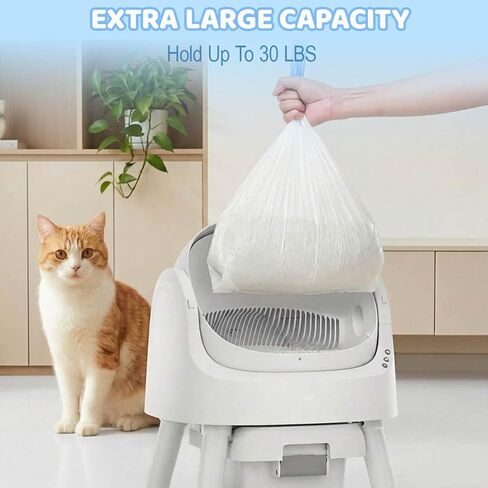 استبدال Lliner متوافق مع Pet Pivot Autoscooper 11 صندوق فضلات القطط ذاتي التنظيف مفتوح من الأعلى - 4 لفات، أكياس فضلات برباط مانعة للتسرب متوافقة مع Petpivot (60 قطعة) in Kuwait